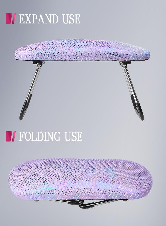 krofaue Professional Nail Hand Rest Stand - Nail Arm Rest High Density Sponge Foldable PU Leather Nail Arm Rest for Nail Tech with Non-Slip Stable Reduce Hand Fatigue Fit for Manicure Salon Use Purple - Image 4
